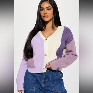 Fashion Nova Making Up Boyfriend Cardigan - Purple/combo